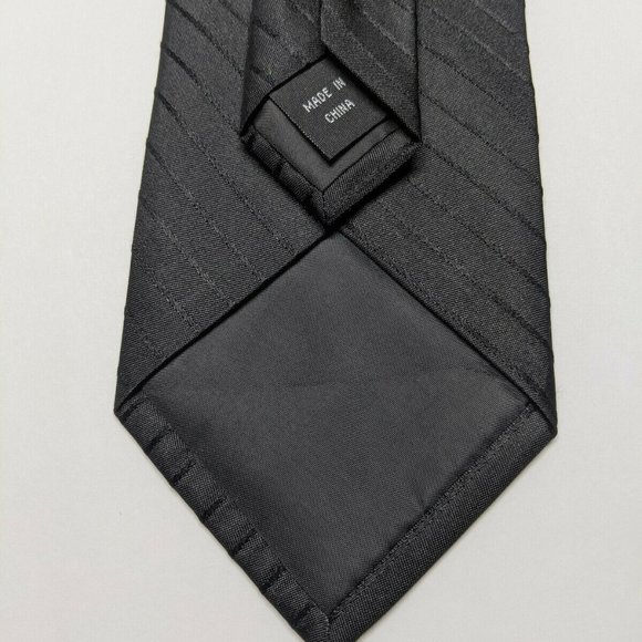 Van Heusen All Black Style Striped Silk Necktie - Picture 2 of 5